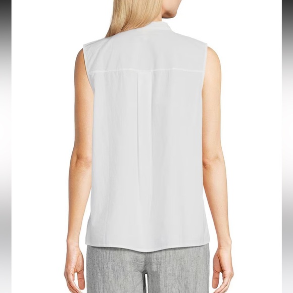 NWT Eileen Fisher Washed Organic Cotton Poplin Sleeveless Shirt - Picture 8 of 11